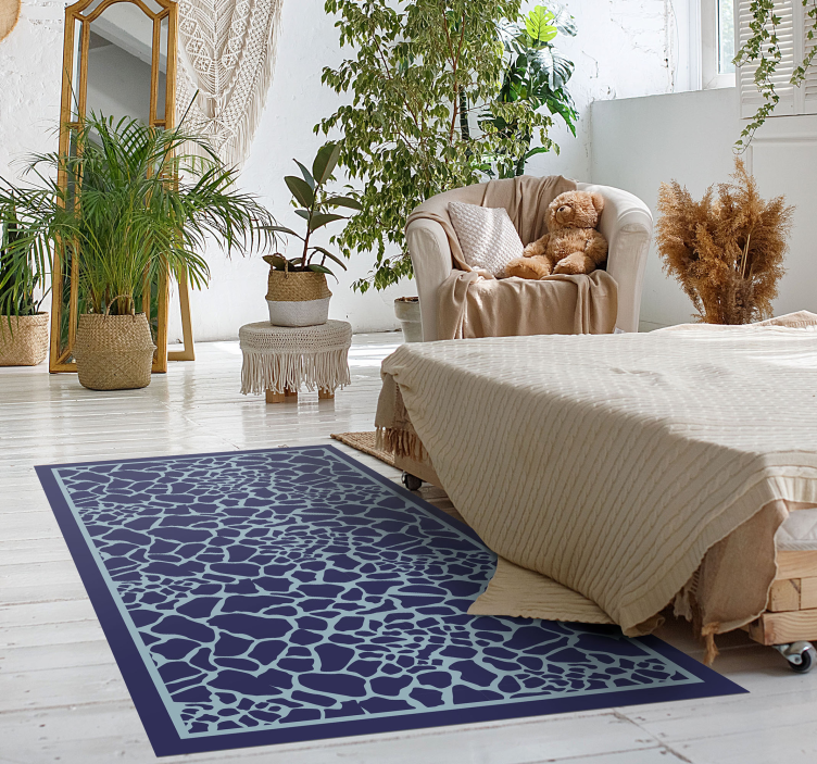 Alfombra vinílica animal print Estampado de jirafa azul - TenVinilo