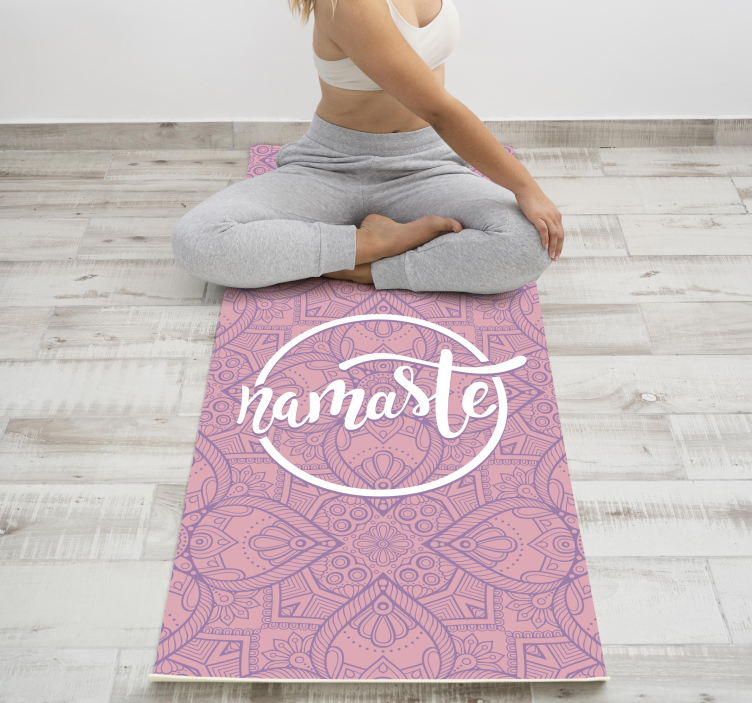 Alfombra de vinilo con frase namaste yoga - TenVinilo