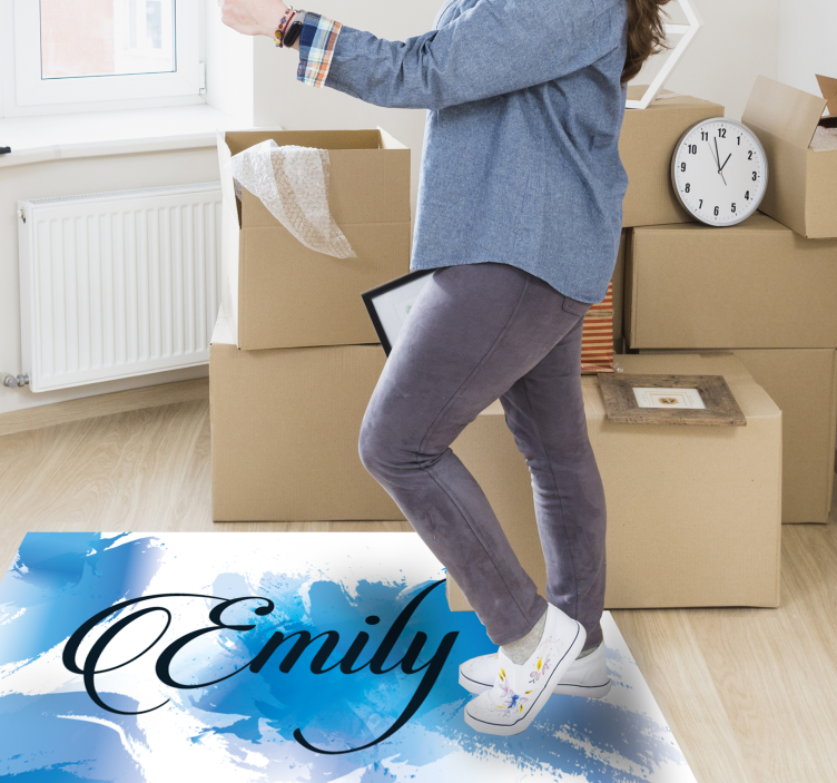 Alfombra vinílica con nombre Elegante azul - TenVinilo