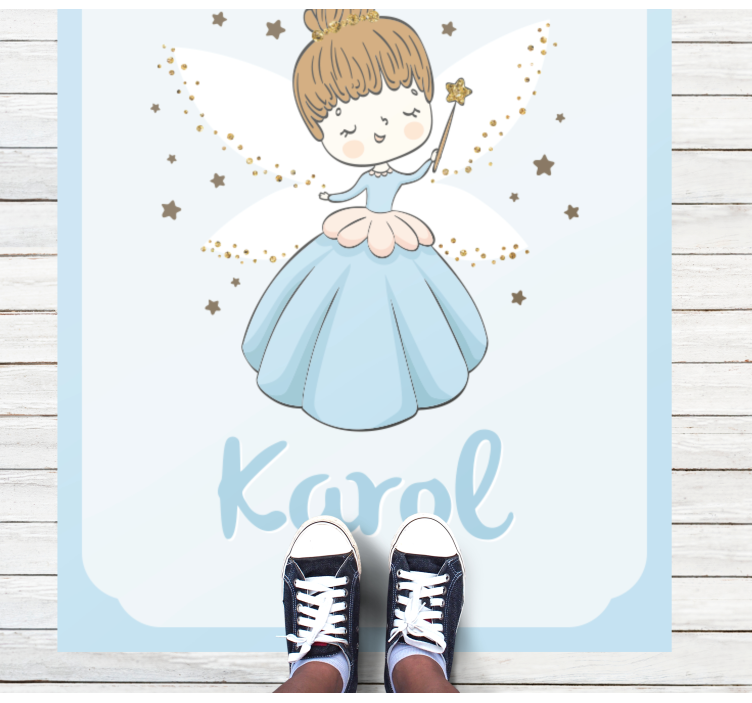 Alfombra vinílica con nombre Lindo vestido azul princesa - TenVinilo