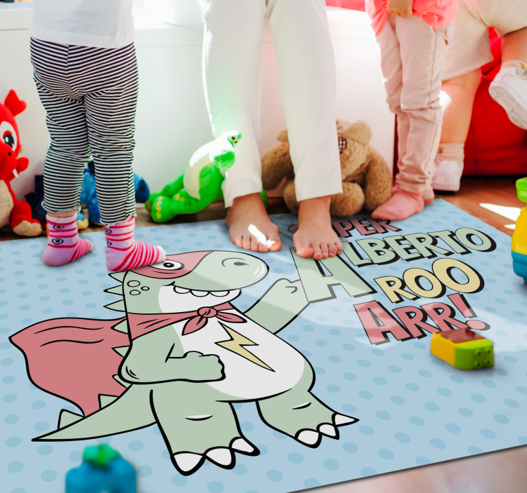 Alfombra personalizable con Super dinosaurio - TenVinilo