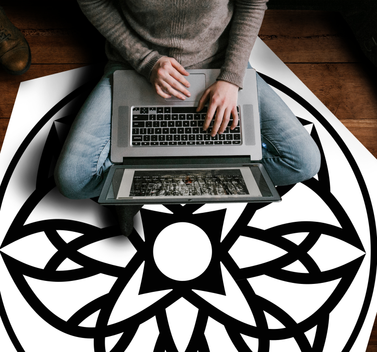 Alfombra vinílica mandala Esquema de flor simple - TenVinilo