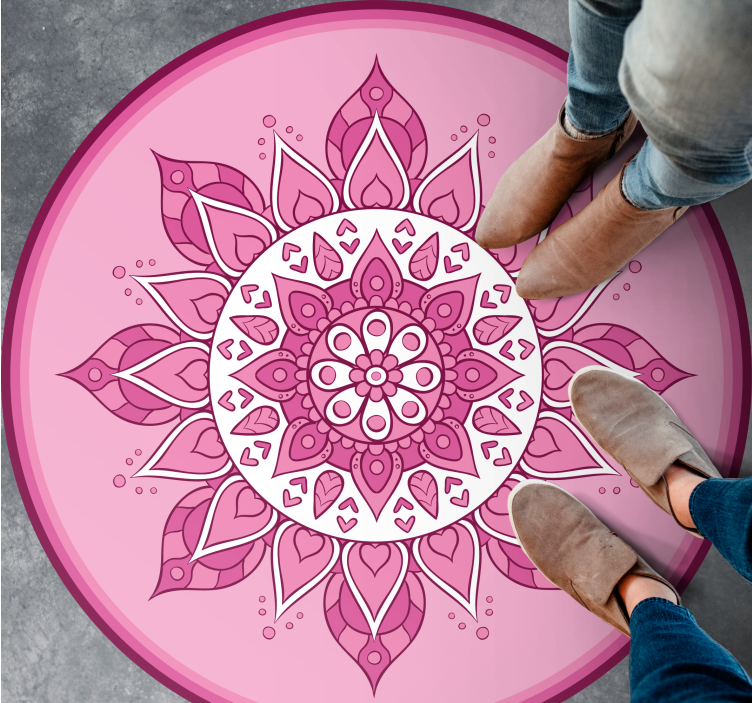 Alfombra vinílica mandala Mandala rosa detallado - TenVinilo