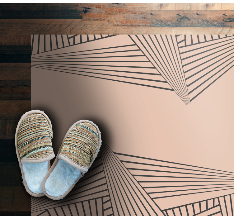 Alfombra vinílica nórdica Beige con líneas diagonales negras - TenVinilo