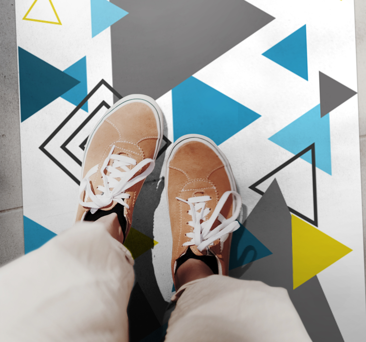 Alfombra vinílica nórdica Patrón nórdico azul y amarillo - TenVinilo