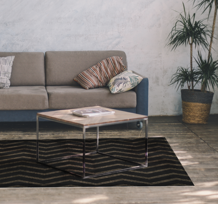 Alfombra vinílica rayas zig zags oscuras - TenVinilo