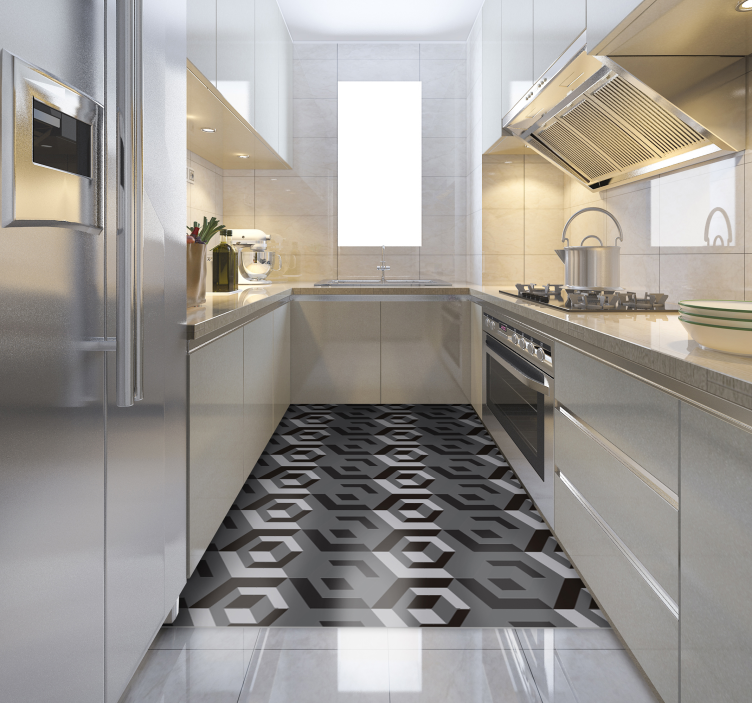 Alfombra vinílica gris rectangular geométrica - TenVinilo