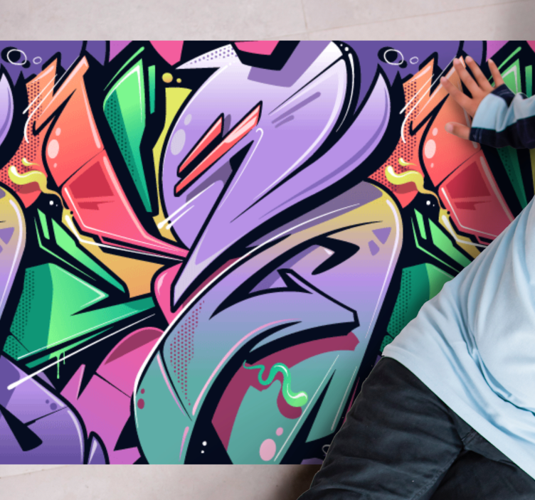 Alfombra vinílica textura Colorido graffiti arte callejero - TenVinilo