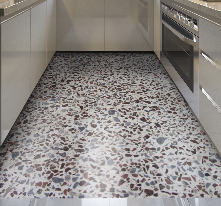 Alfombra vinílica textura Terrazo color gris - TenVinilo