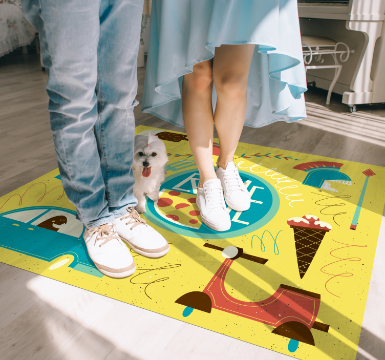 Alfombra vinílica abecedario ilustración del tema de roma - TenVinilo