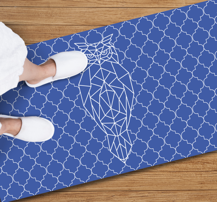 Alfombra vinílica animales patrón geométrico de búho - TenVinilo