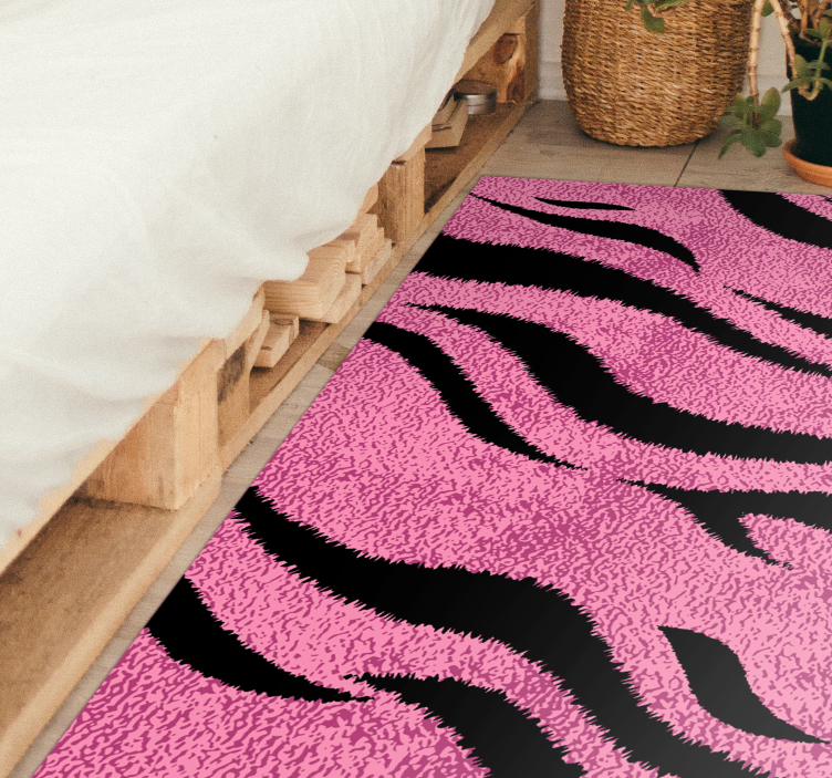 Alfombra vinílica animal print rayas de cebra rosas - TenVinilo