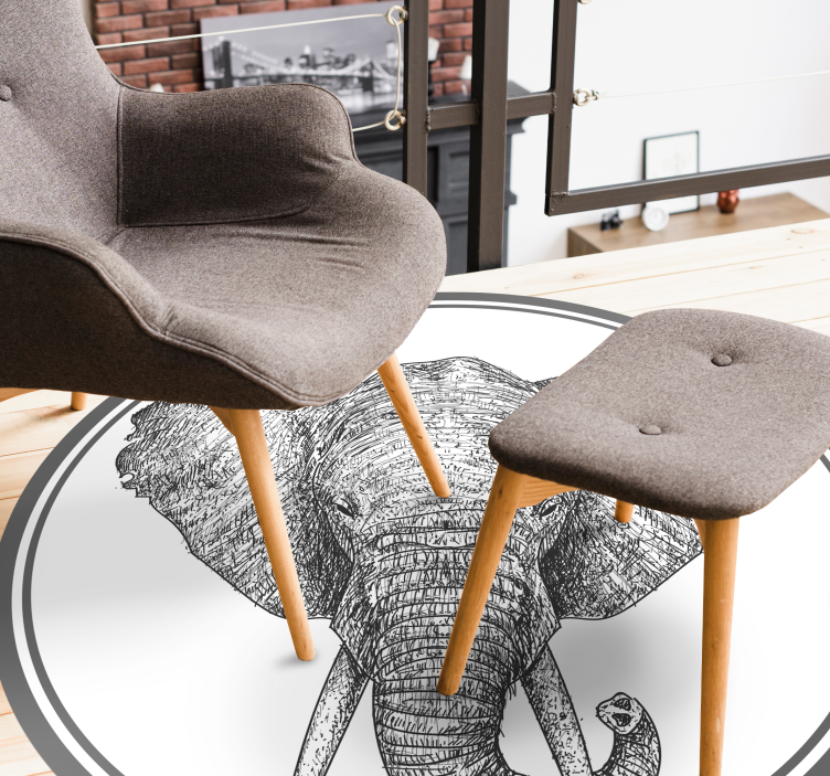 Alfombra vinílica animales contorno de elefante gris - TenVinilo