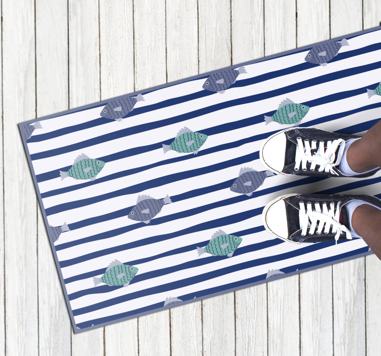 Alfombra vinílica animales patrón de pez rayado - TenVinilo