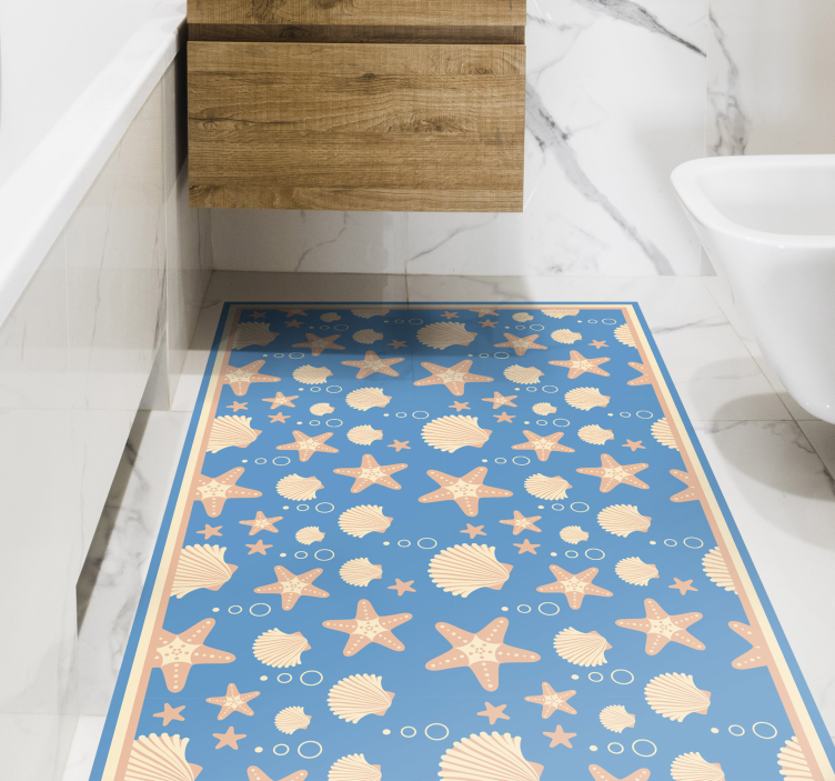 Alfombra vinílica baño composición con motivos marinos - TenVinilo