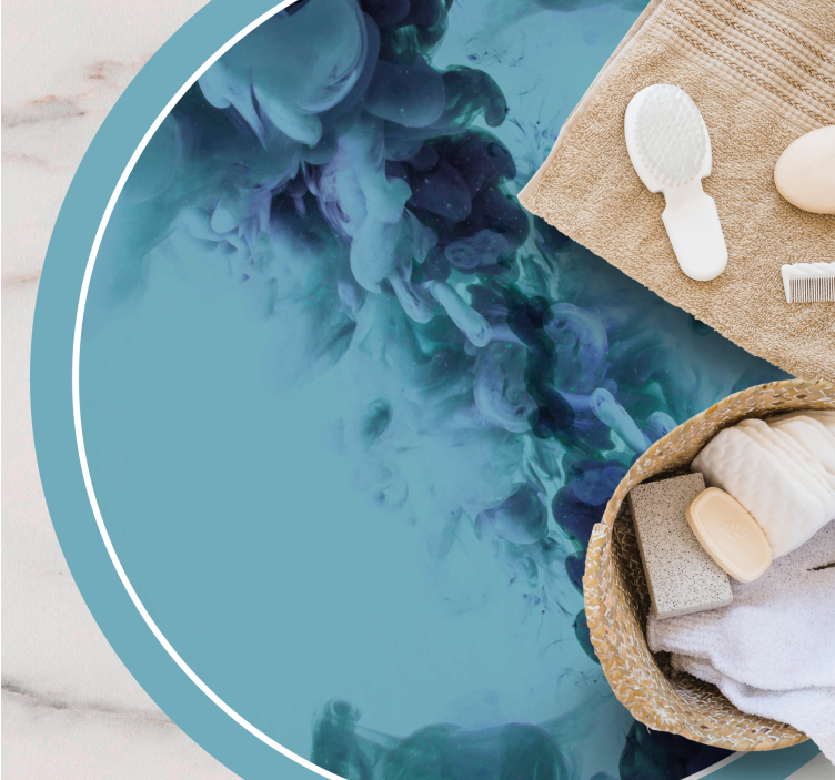 Alfombra vinílica baño ondas fluidas de color verde azulado - TenVinilo