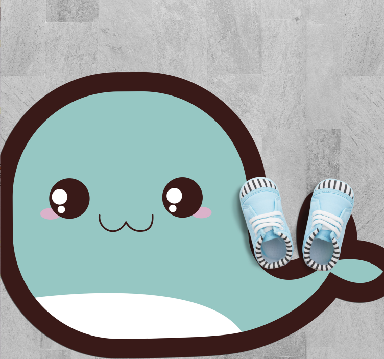 Alfombra vinílica bebé linda ilustración de ballena - TenVinilo