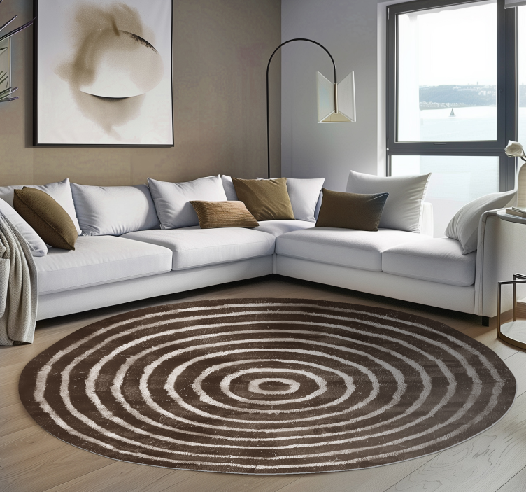 Alfombra vinílica beige círculos concéntricos - TenVinilo
