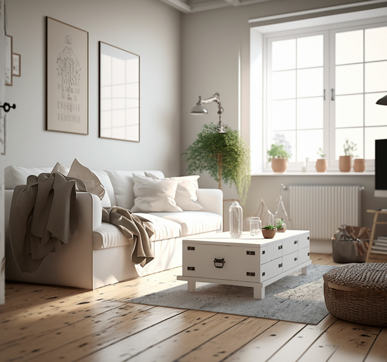 Alfombra vinilo salón cemento blanco - TenVinilo