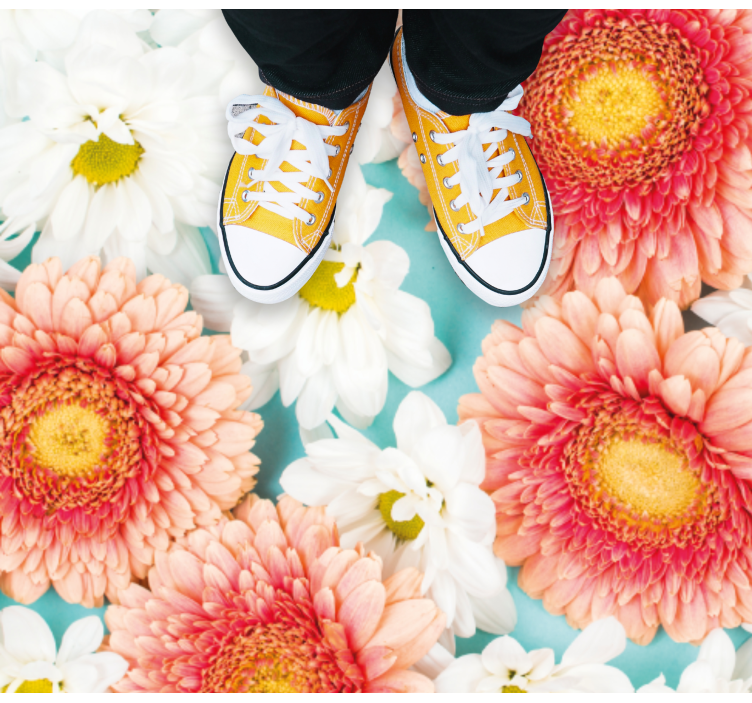Alfombra vinilo cocina Flores de margarita de cerca - TenVinilo