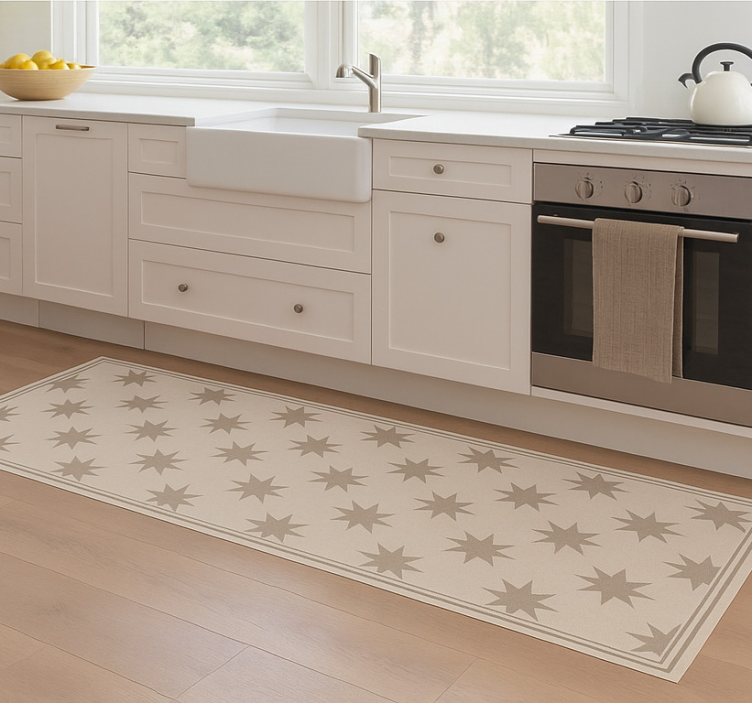 Alfombra vinílica cocina motivo beige estrellado - TenVinilo