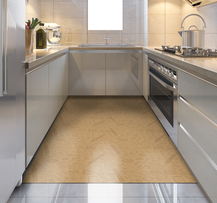 Alfombra vinilo cocina Patrón de cocina de pasta marrón - TenVinilo