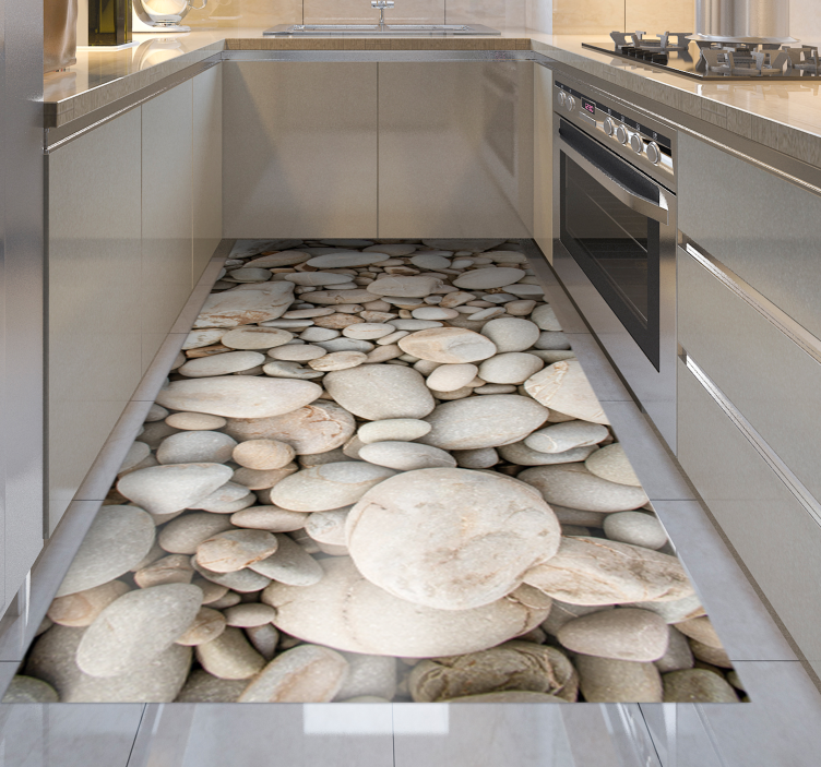 Alfombra vinilo cocina piedras pequeñas claras - TenVinilo