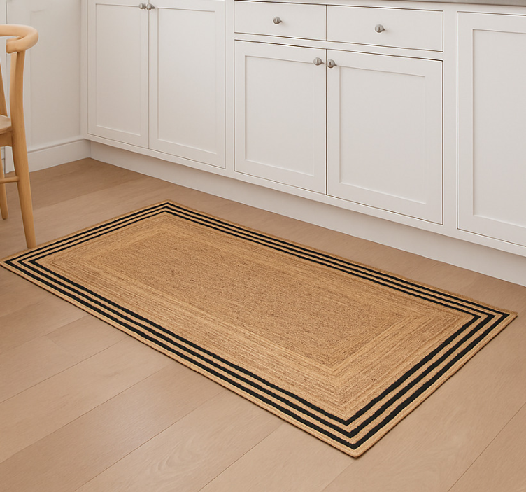 Alfombra vinílica cocina textura de yute natural - TenVinilo