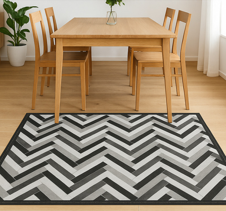 Alfombra vinílica comedor estilo parquet monocromático - TenVinilo