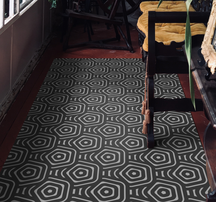 Alfombra de vinilo geométrica Hexágonos tonos grises - TenVinilo