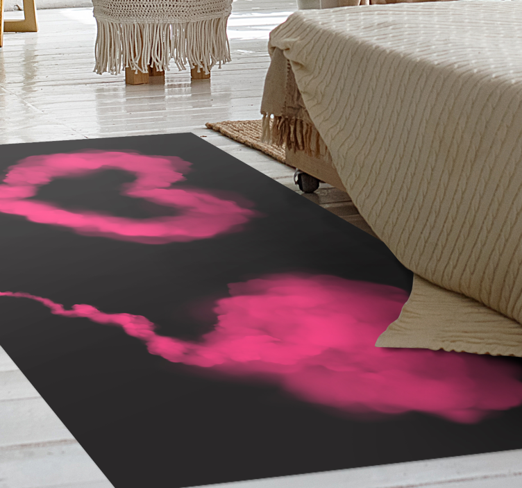 Alfombra vinílica dormitorio neblina de corazón rosa - TenVinilo