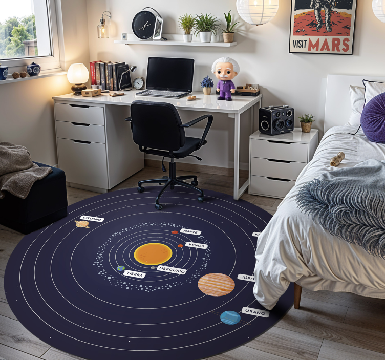 Alfombra vinílica dormitorio sistema solar - TenVinilo