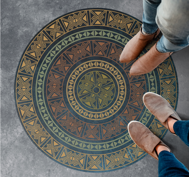 Alfombra vinílica étnica mandala antiguo - TenVinilo