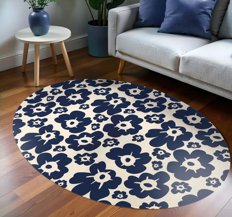 Alfombra vinílica flores amapola azul oscuro - TenVinilo