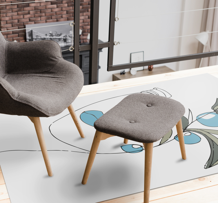 Alfombra vinílica flores arte lineal floral - TenVinilo