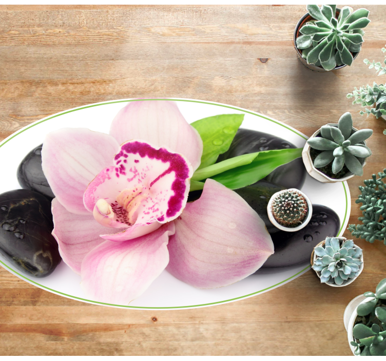 Alfombra vinílica flores elegante arreglo de orquídeas - TenVinilo