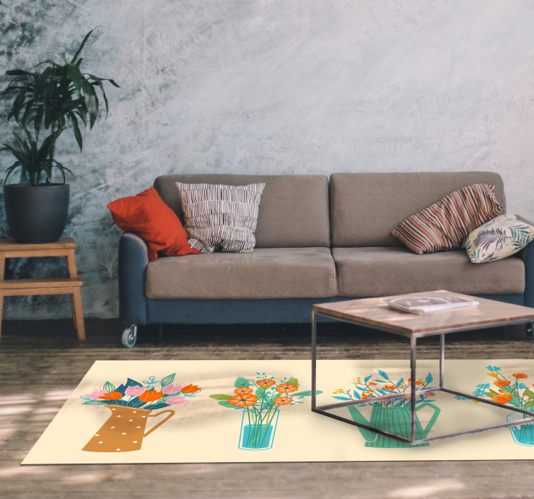 Alfombra vinílica flores exhibición de centro de mesa floral - TenVinilo