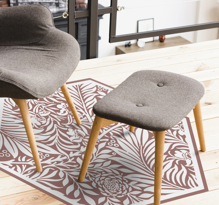 Alfombra vinílica flores hexágono de simetría floral - TenVinilo