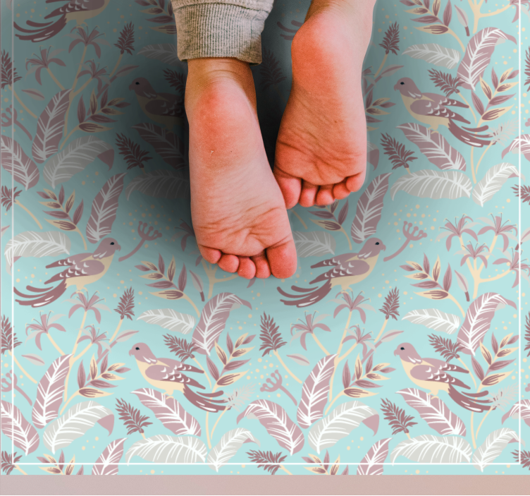 Alfombra vinílica flores motivo botánico aviar - TenVinilo