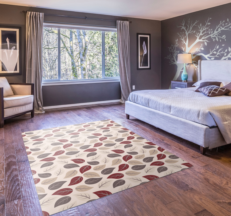 Alfombra vinilo flores patrón de hoja de otoño - TenVinilo