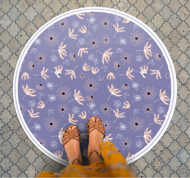 Alfombra vinílica flores patrón floral morado - TenVinilo