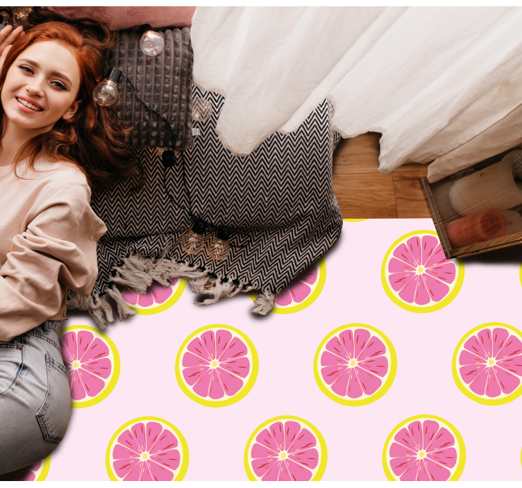 Alfombra vinílica flores patrón de rodajas de cítricos - TenVinilo