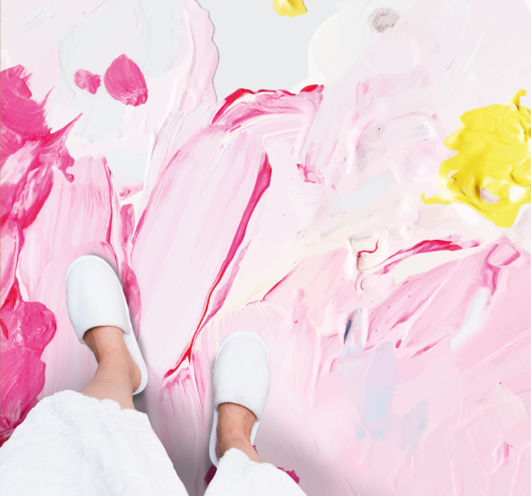 Alfombra vinílica juvenil trazos abstractos - TenVinilo