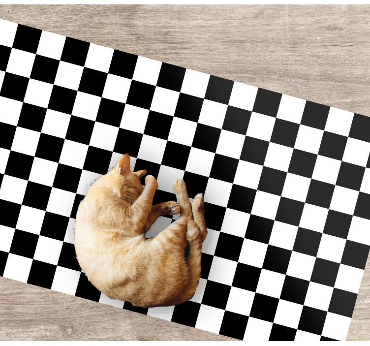 Alfombra vinílica geométrica cuadros blancos y negros - TenVinilo