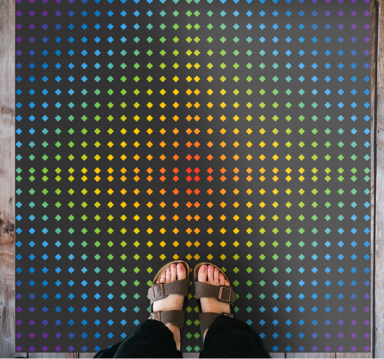 Alfombra vinílica juvenil diseño de diamante arcoíris - TenVinilo