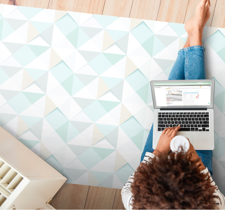 Alfombra vinílica geométrica con superposición de patrón - TenVinilo