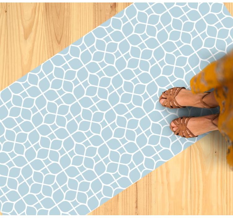 Alfombra vinílica geométrica elementos blancos y grises - TenVinilo