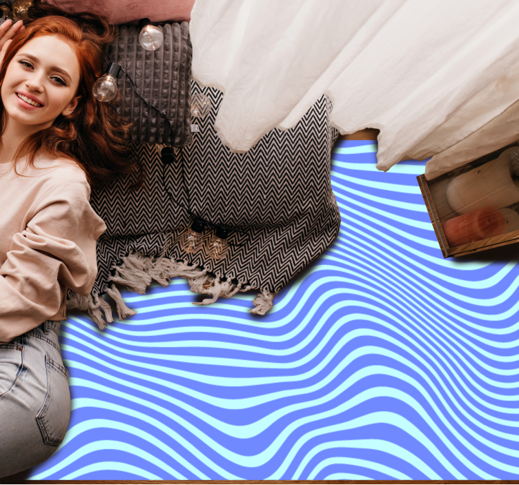 Alfombra vinílica geométrica olas azules que fluyen - TenVinilo