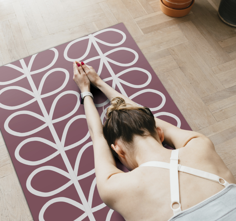 Alfombra vinílica geométrica patrón de hojas abstractas - TenVinilo