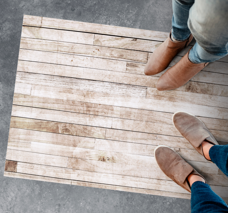 Alfombra vinílica imitación madera efecto de tablones claros - TenVinilo